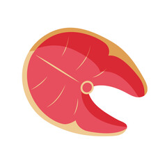 Salmon fish meat cut icon on white background