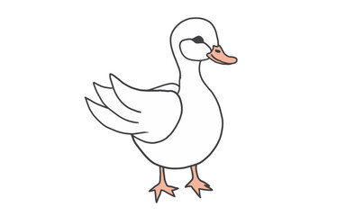 vector illustration of cute duck, animals, lake