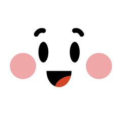 Hand drawn flat design kawaii face on white