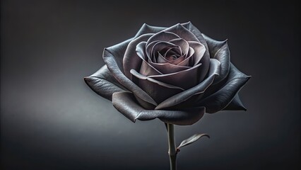 Exquisite black rose with delicate petals on a dark background, black, rose, flower, dark, background, unique, elegant, mysterious