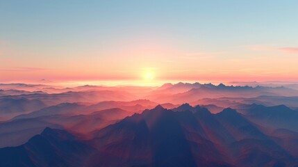 Naklejka premium A serene 3D clipart of a sunrise over a mountain range