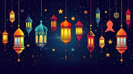 Colorful Lanterns in Night Sky