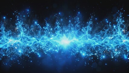 Obraz premium blue flame particles resembling glowing sparks , blue, flame, particles,glowing, sparks, magical, mystical, ethereal, abstract