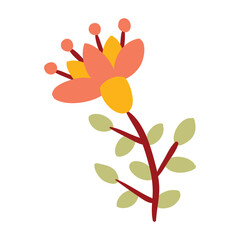 Colorful flower Spring season Flat style illustration Isolated on white