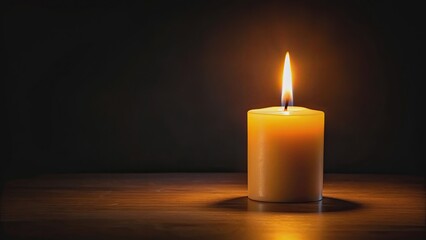 Burning candle illuminating the darkness, light, flame, wax, dark, glow, warmth, peaceful, ambiance, glowing, flickering