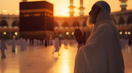 Muslim Man Praying in Mecca