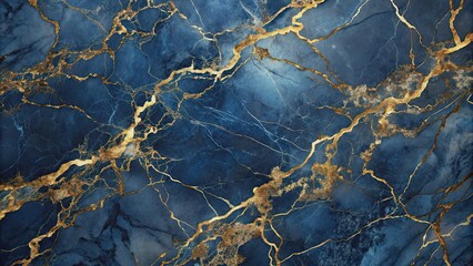 Fototapeta premium Elegant navy blue marble texture background with gold streaks , navy blue, marble texture, elegant