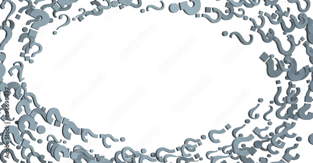 Poster Colored question marks background. 3D Rendering..