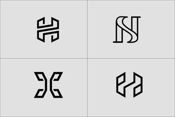 set of creative letter h logo design template, Set of abstract initial letter H logo templates with icons, symbols for business of fashion, automotive, financial