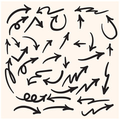 Doodle sketch style of Hand drawn lines, Arrows, circles and curves With illustration style doodle and line art