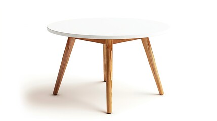 Round Wooden Table with White Top