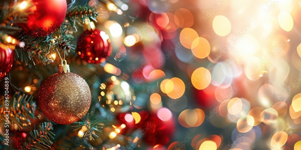 Poster a festive background filled with colorful lights and sparkling decorations, creating a joyous glow.