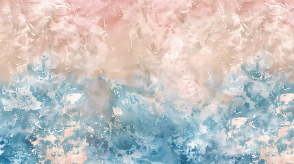 Obraz premium Abstract fluid painting with serene pink and blue waves blending seamlessly.