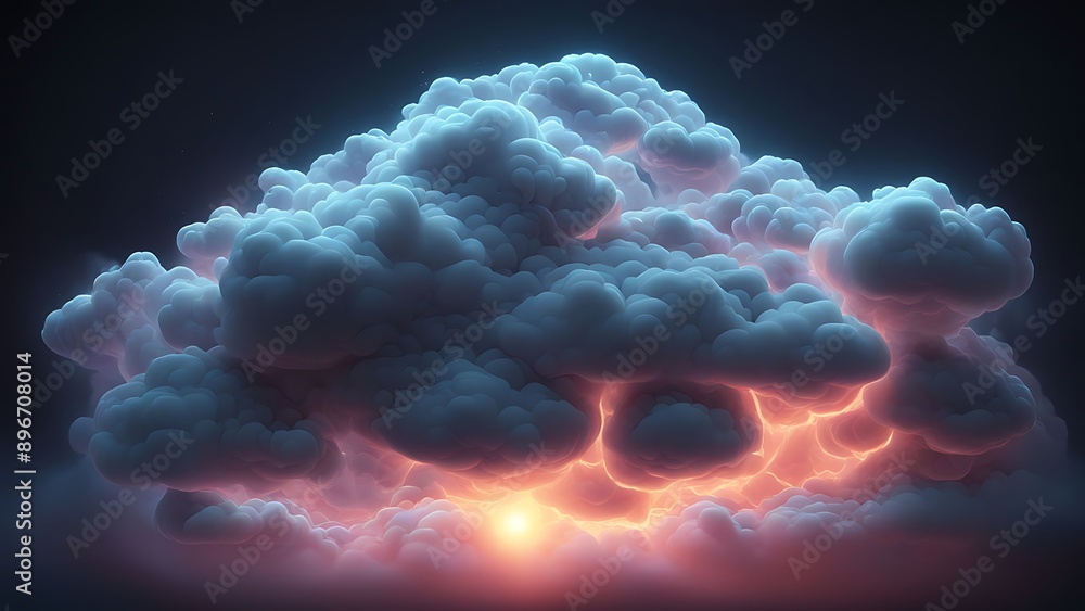 Aufkleber a glowing cloud structure with dynamic data streams