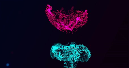 Image of colourful shapes moving on black background