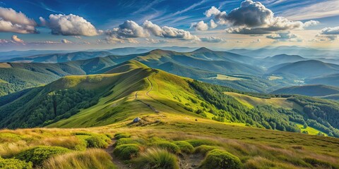 Mountain landscape near Okraglik Peak in Bieszczady Mountains, Poland, mountain, landscape, Okraglik Peak, Bieszczady Mountains © Udomner