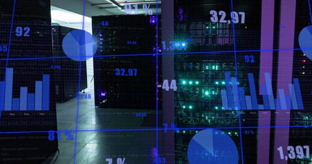 Image of financial data processing over computer servers