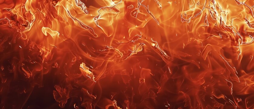 Panoramic close-up, high detail scan of glowing fire texture, Generative AI