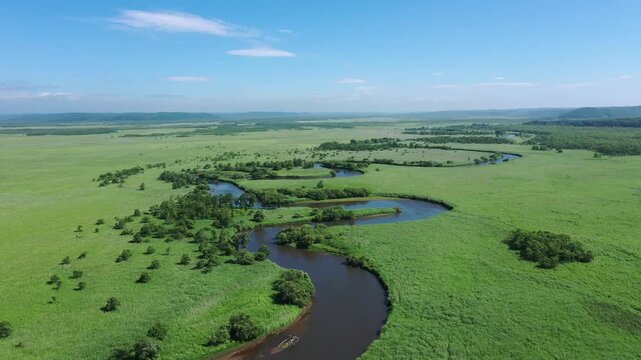 夏の釧路湿原ドローン空撮