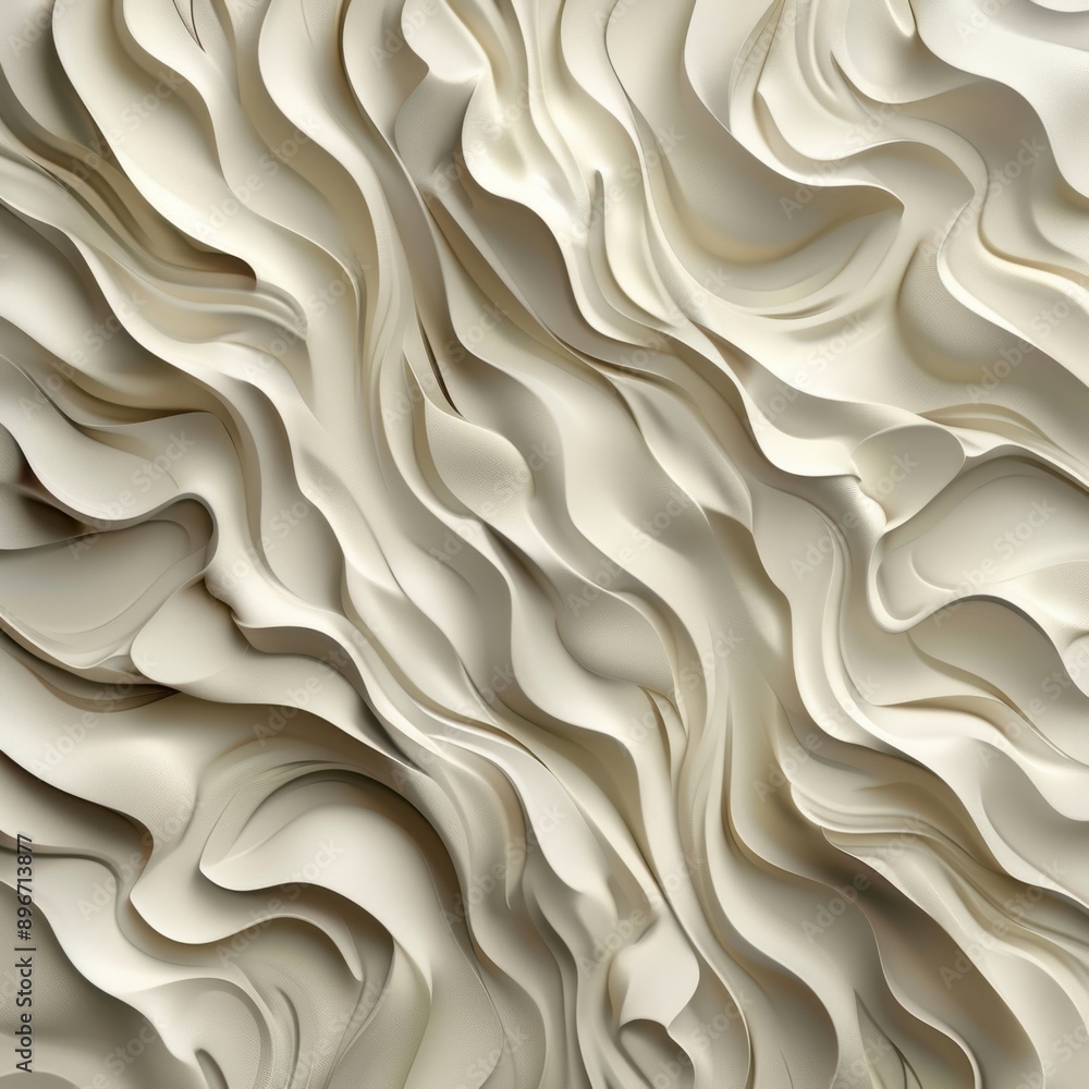 Poster a detailed abstract beige texture with smooth, flowing lines resembling fabric folds, rich in depth 
