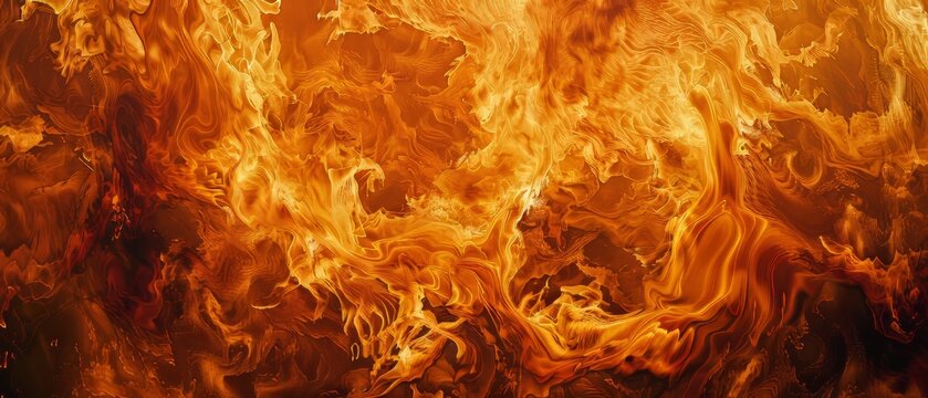 Panoramic close-up, high detail scan of inferno fire texture, Generative AI 