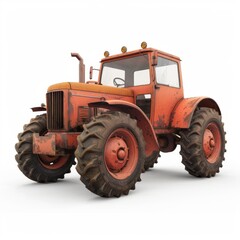 3D render tractor isolated on white background