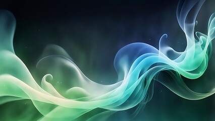 Fototapeta premium Abstract smoke with gradient colors, blending from green to blue, mysterious and ethereal, soft and flowing atmosphere