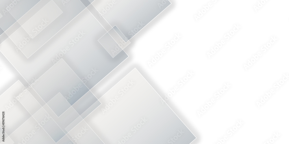 Poster abstract white line with square shape shadow background. vector illustration, white business style v