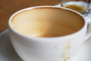 top view of empty coffee cup on table ,