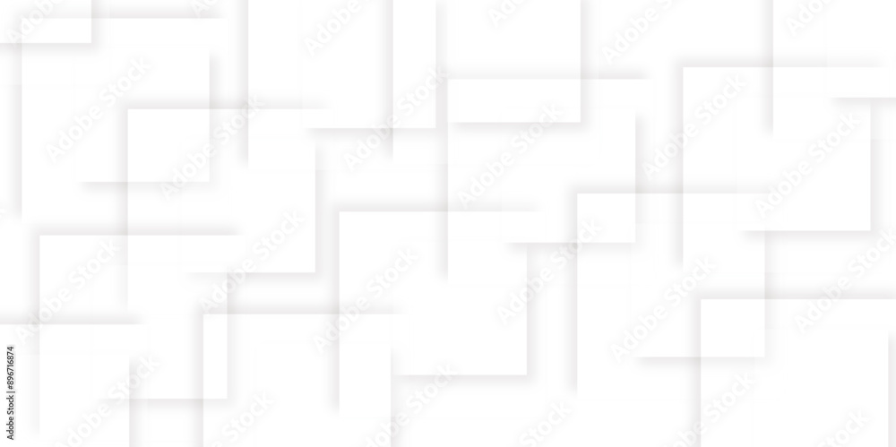 Poster abstract white and grey geometric overlapping square pattern background with shadow. paper texture d