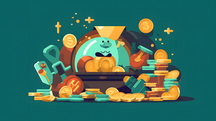 Fototapeta premium Item game Illustration Flat Vector