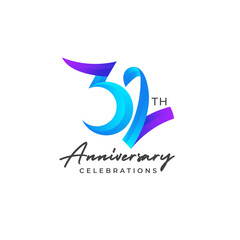 32 years anniversary logo design. Anniversary logo design template.