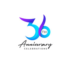 36 years anniversary logo design. Anniversary logo design template.