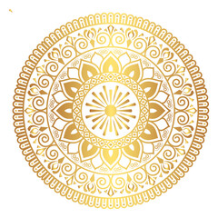 Indian flower mandala art with luxury golden circle frame transparent vintage gold circular pattern	
