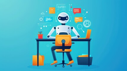 Virtual chatbot interaction, user on computer