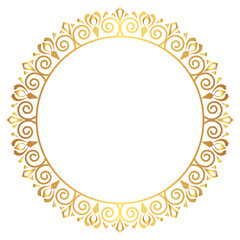 Indian flower mandala art with luxury golden circle frame transparent vintage gold circular pattern	
