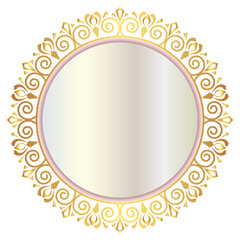 Golden circle frame text box with gold award ribbon icon anniversary badge	

