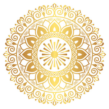 Ethnic mandala decoration pattern set with luxury golden royal arabesque islamic for wedding invitation card in gold transparent background