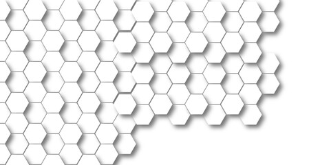 Abstract hexagonal futuristic geometric backdrop White background and embossed hexagon , honeycomb white hexagon concept design abstract technology background vector background, or wallpaper.