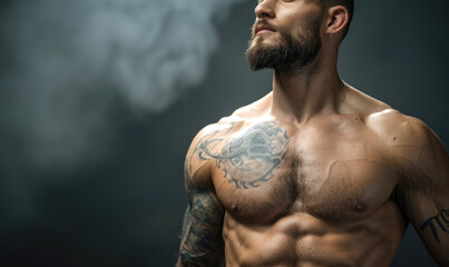 Fototapeta premium Showcasing Strength: The Muscular Man's Physique