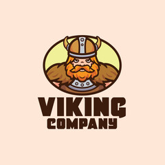 Viking logo mascot cartoon character vector illustration