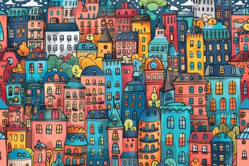 Obraz premium doodle illustration city