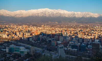 View of Santiago de Chile with Andes Covered with Snow
