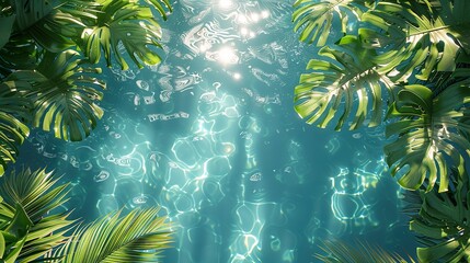 Ideal for Product Placement: Top View Transparency with Natural Elements