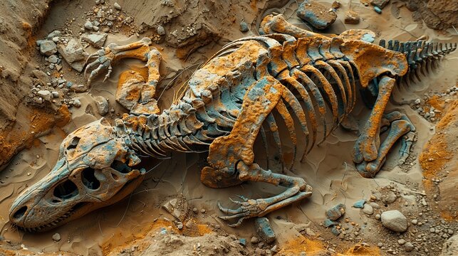 Excavation Site Discovery: Dinosaur Skeleton and Fossil Unveiling