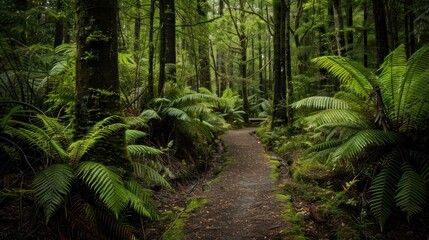 Fototapeta premium A Serene Pathway Through Lush Greenery
