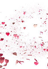 realistic isolated heart confetti on the transparent background for decoration and covering.