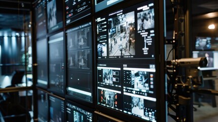 Obraz premium A room with a row of computers and servers, showcasing technology and digital communication in a business setting