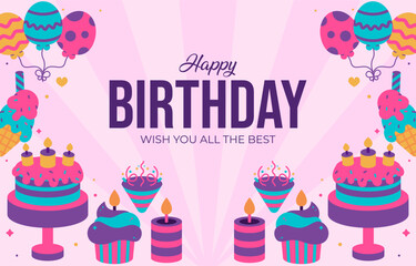 Happy birthday background with stripes vector