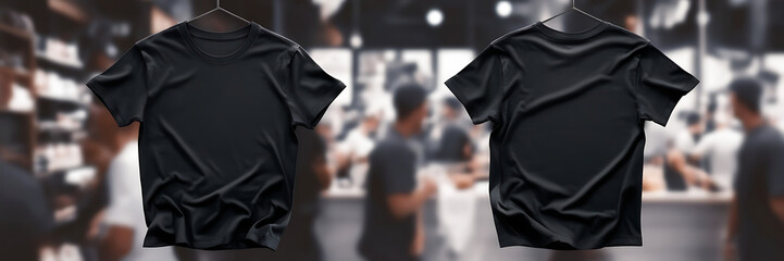 Fototapeta premium Black tshirt front and back mockup
